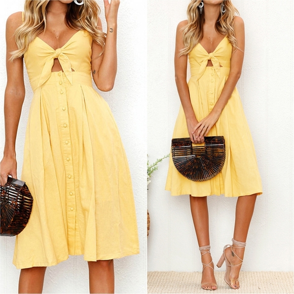 Sassy Sweetheart Smock Dress - Yellow - Picture 2 of 8